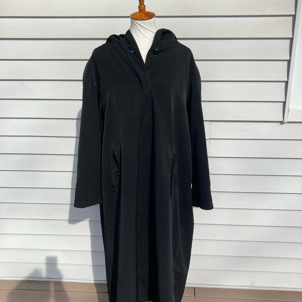 NY Harbor vintage cape rain coat velvet lined hood